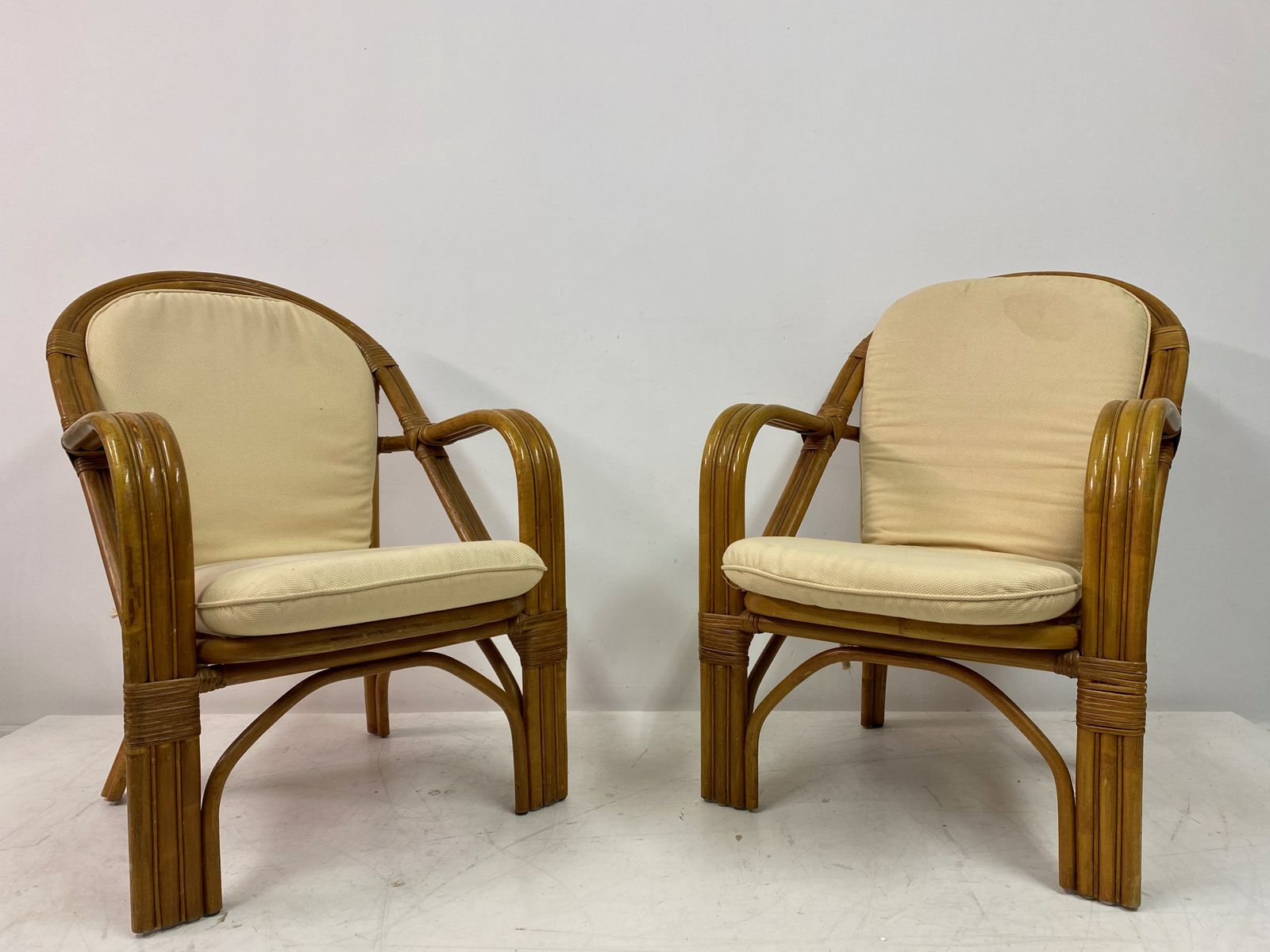 photo vinterior Pair Of 1970s Italian Bamboo Armchairs