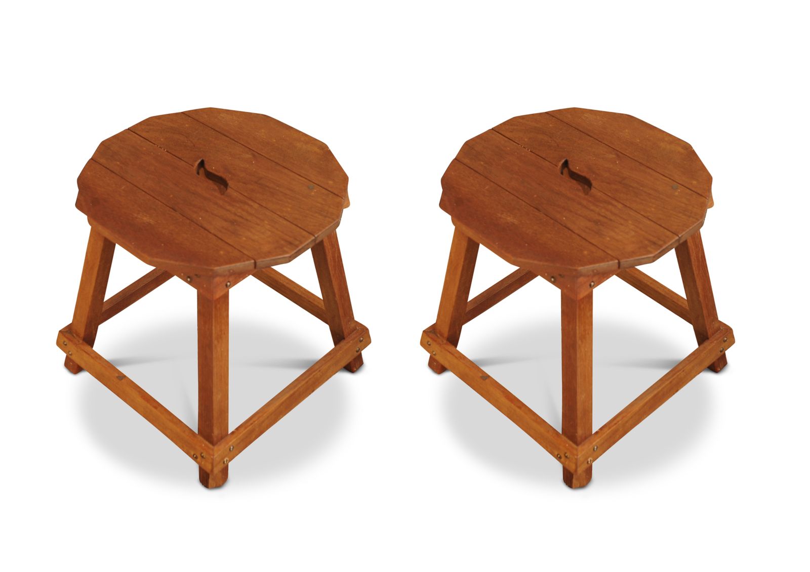 Stunning Pair Of Liberty Of London Matching Arts And Crafts Primitive Oak Stools With Carry Handle To Seat. Early 1900's Ol photo Furniture