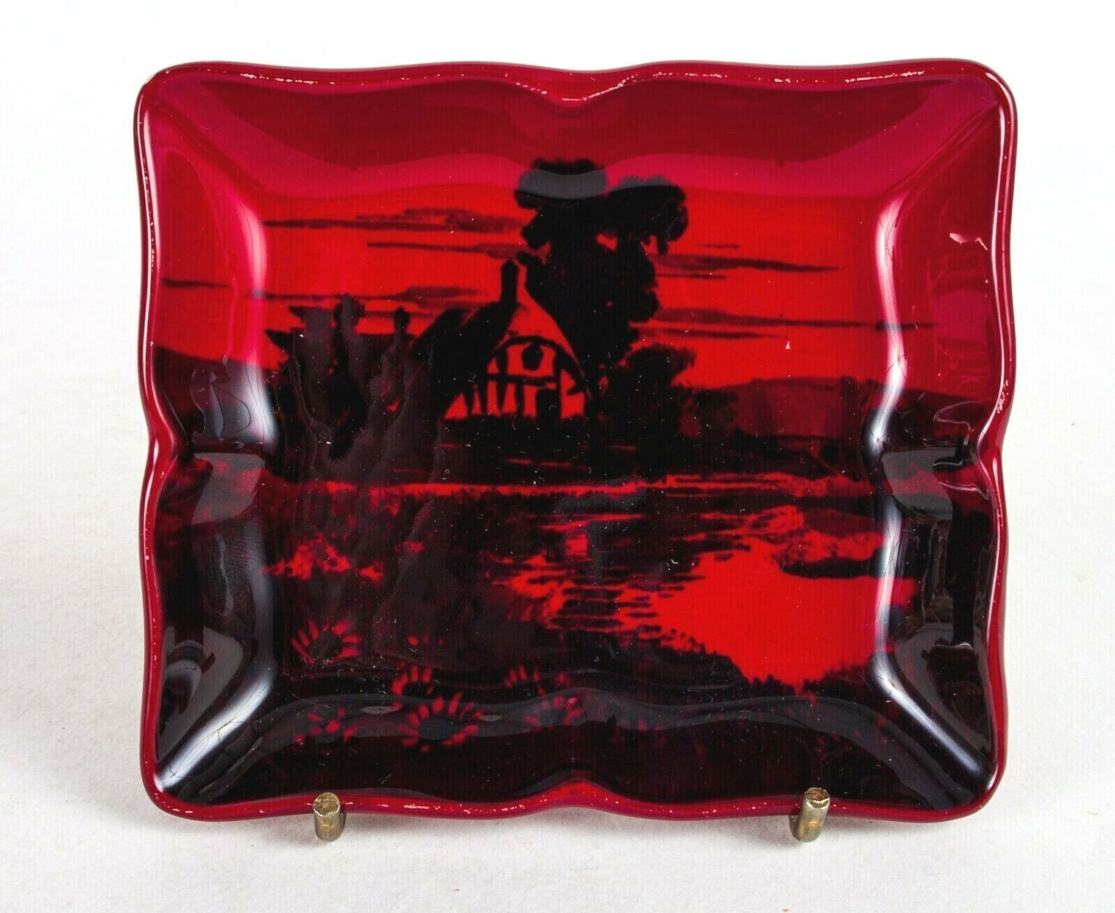 Royal Doulton Flambe Pin Dish Landscape Scene 7923 Charles Noke  Uk Made photo furniture