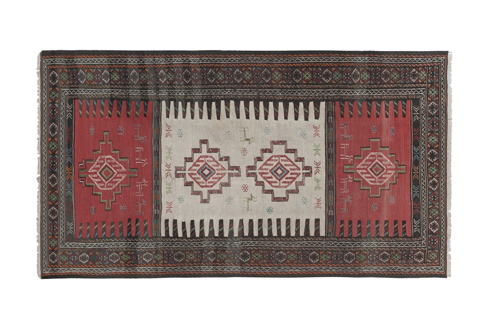 1960s Vintage Animal Turkish Soumac Kilim Rug 3'6'' X 6'1'' photo for sale