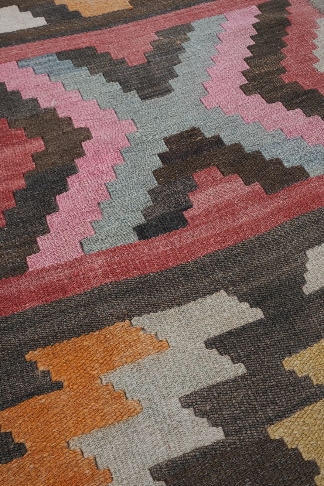 1960s Vintage Striped Turkish Kilim Runner   Stair Tread photo buy
