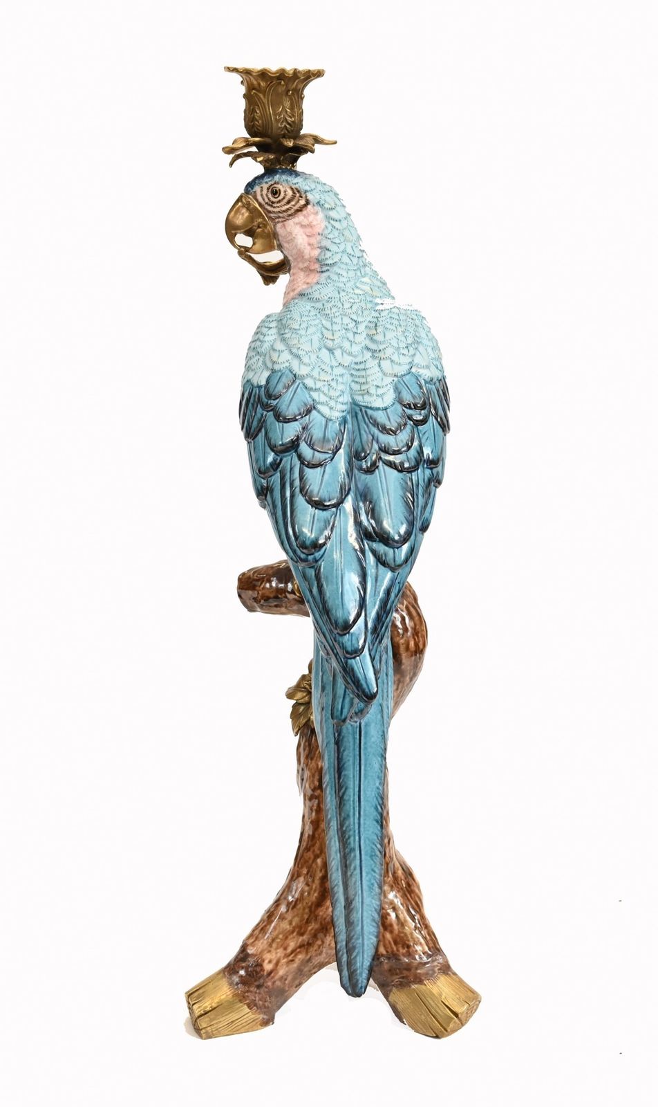 Parrot Candelabra Porcelain Candle Stick Tropical Birds photo Home Decor