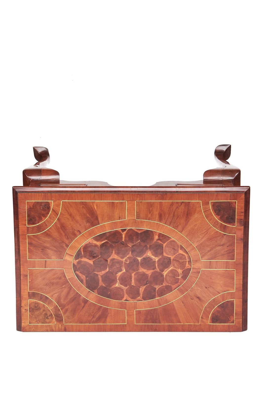 Queen Anne Revival Yewood, Oyster Veneer, Lowboy, Circa 1930s photo vintage