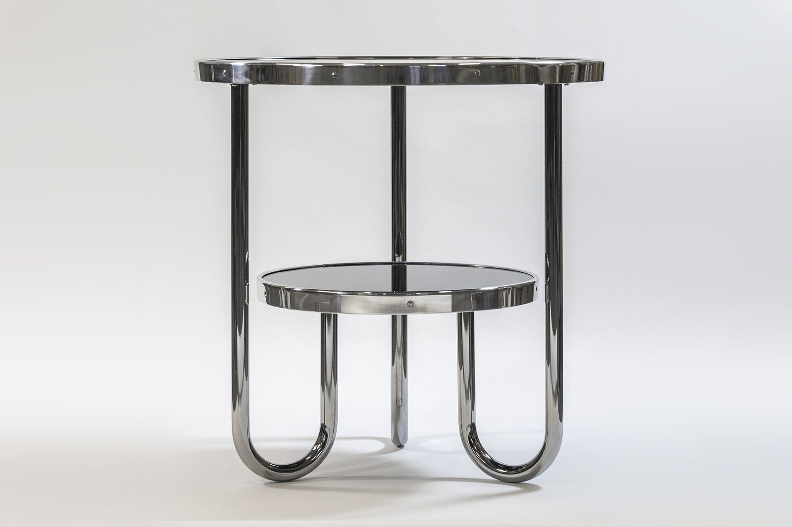 Small Chrome Black Bauhaus Table, Made In 1970s In Czechia, Kovona, Restored photo Furniture