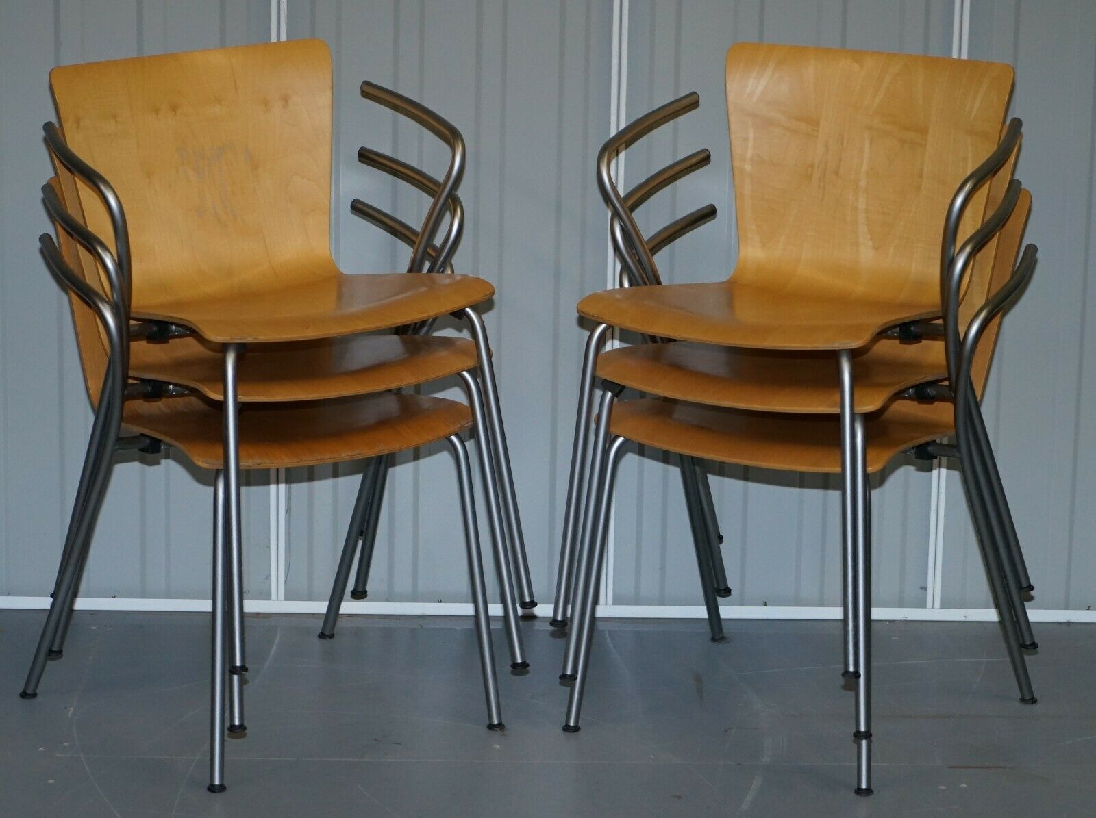 Six Vintage Fritz Hansen Vico Magistretti Duo Bentwood Stacking Armchairs 6 4 2 photo furniture
