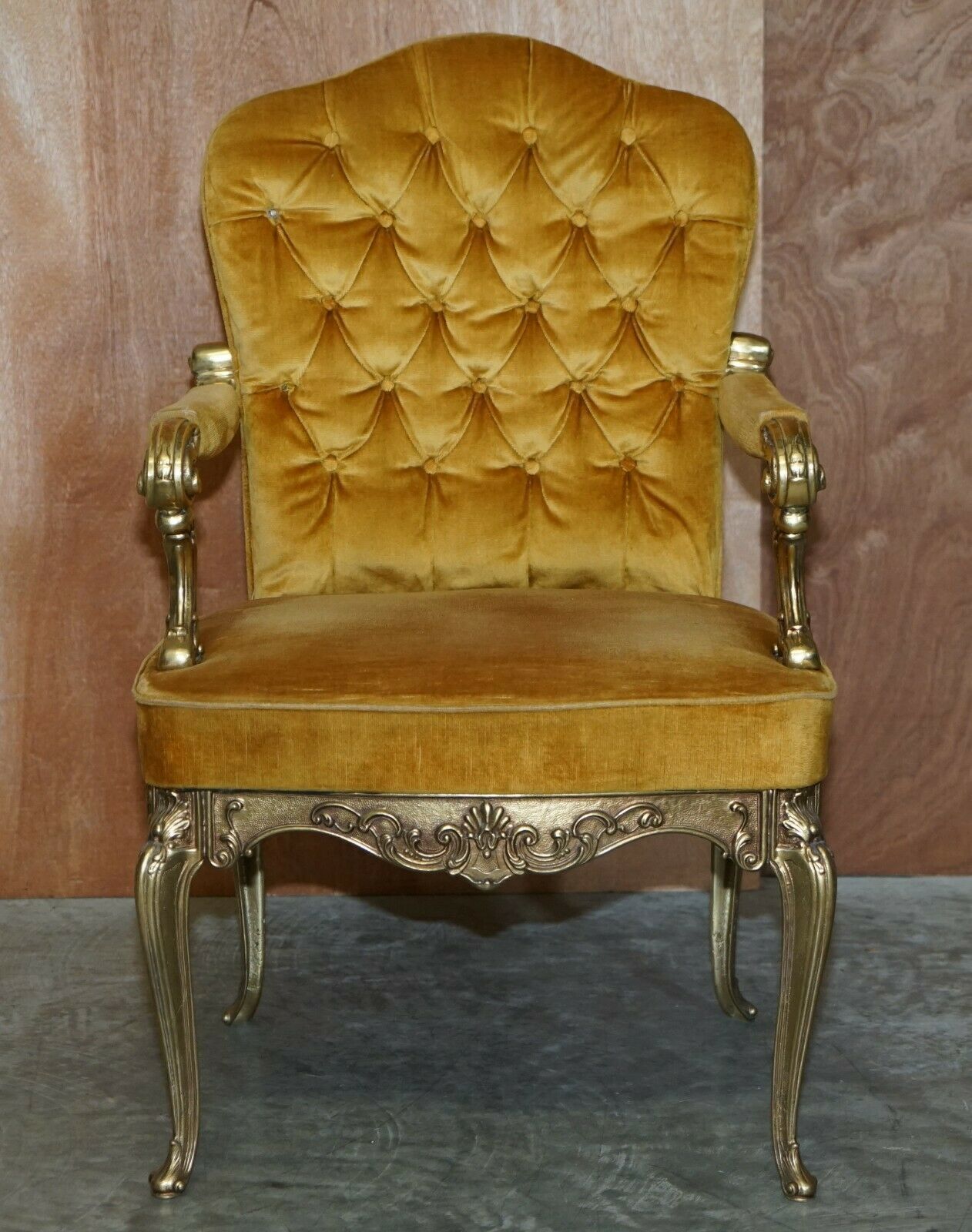 1500.0 Pair Of 1960's Brass Framed Hollywood Regency Style Orsenigo Italy Armchairs photo