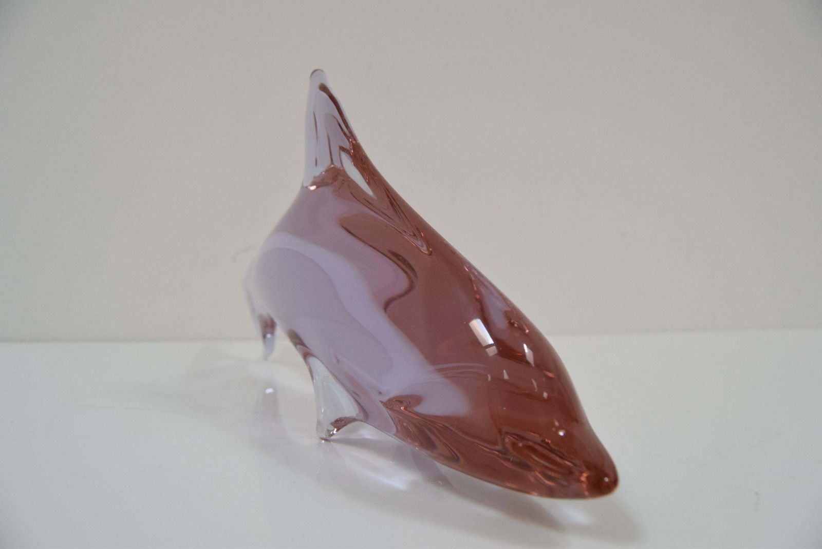 Mid Century Art Glass Dolphin Sculpture By Miloslav Janků For Zelezný Brod,1960 photo furniture