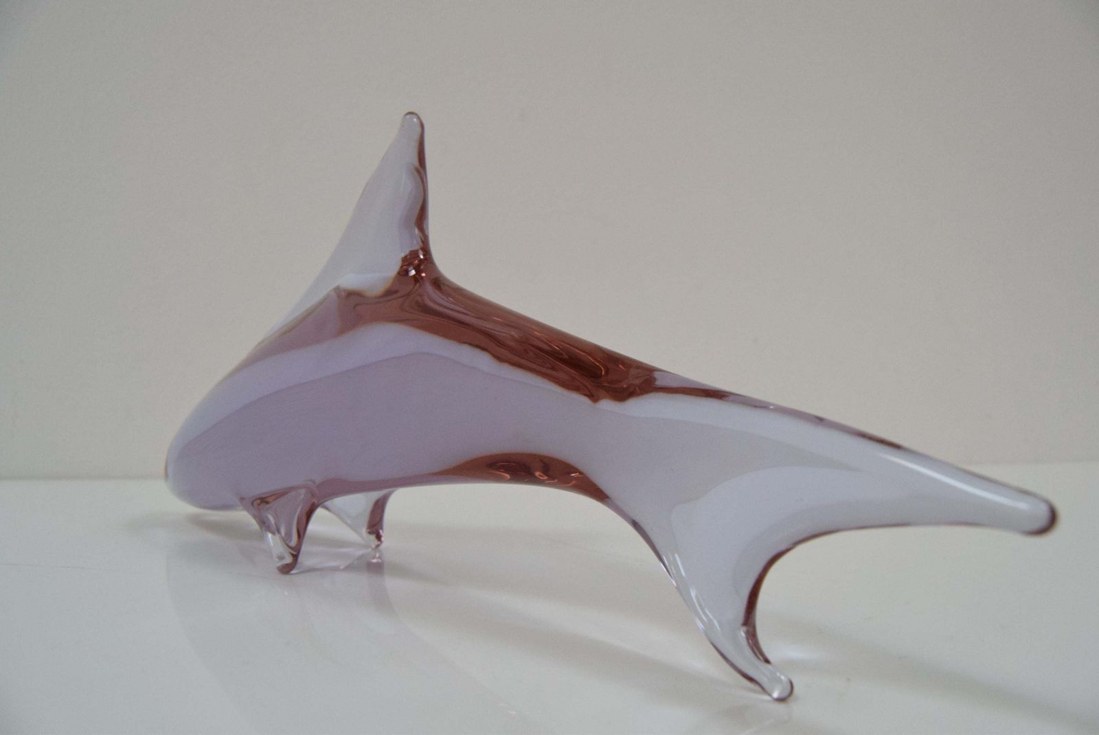 Mid Century Art Glass Dolphin Sculpture By Miloslav Janků For Zelezný Brod,1960 photo Art