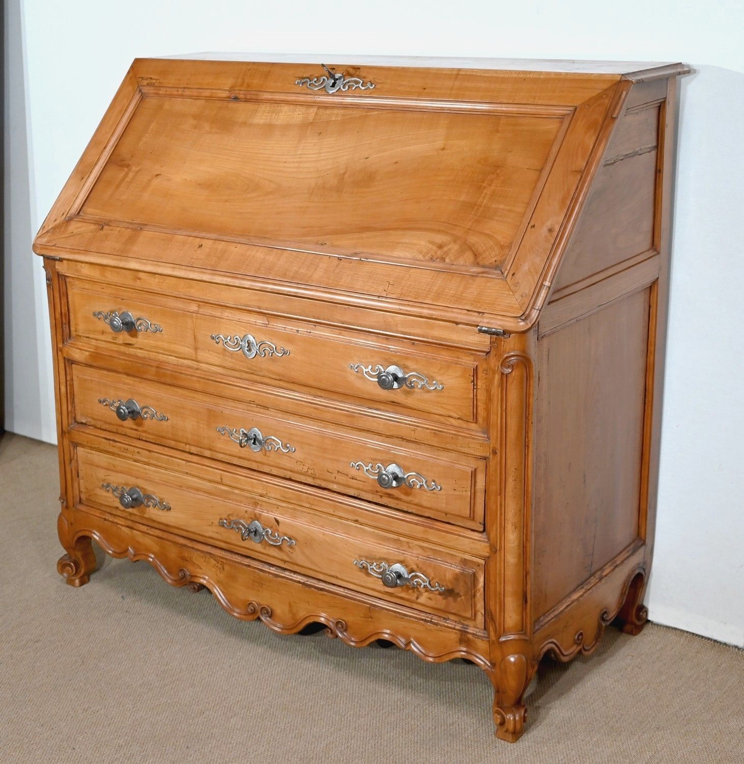 Secretaire Dresser In Solid Cherry, Louis XV Style   Early 19th Century photo Furniture