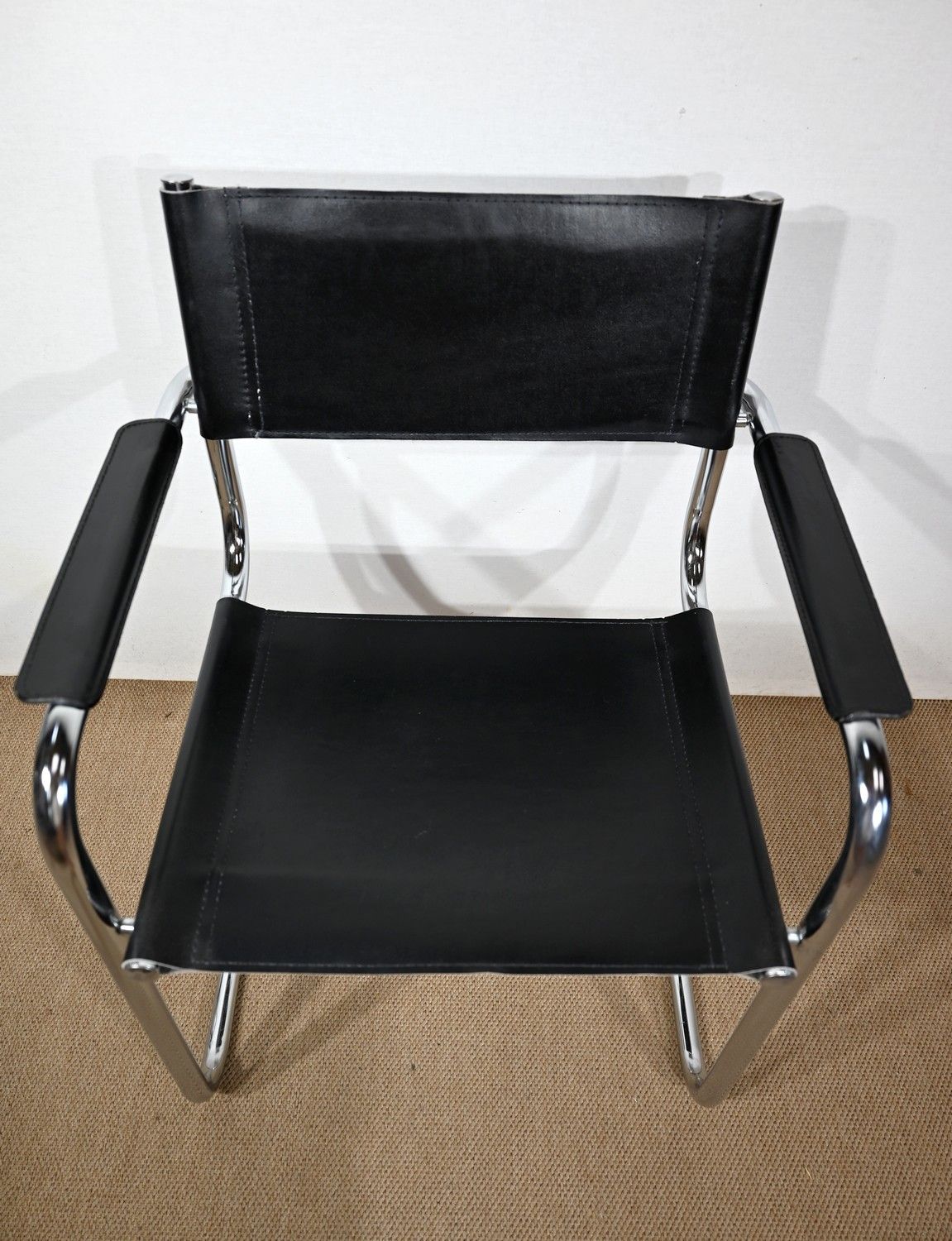 Pair Of Armchairs In Leather And Chromed Metal, After M. Breuer   1970s photo vinterior