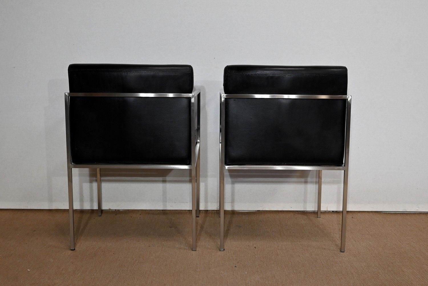 Pair Of Square Armchairs, Faux Leather – 1970s photo vinterior