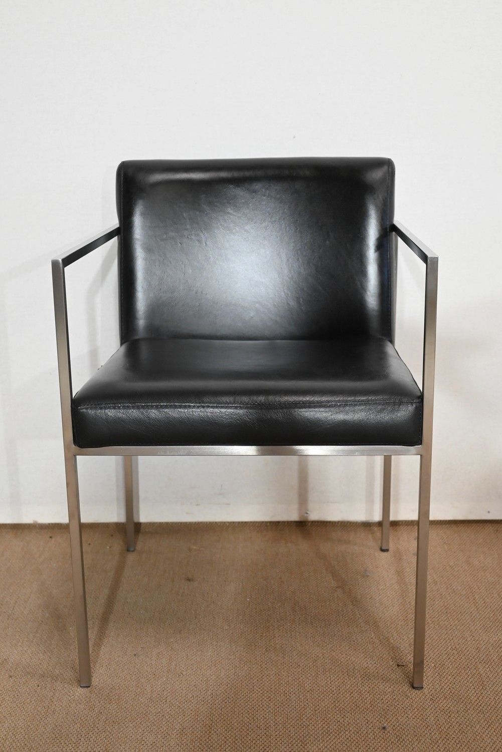 Pair Of Square Armchairs, Faux Leather – 1970s photo vintage
