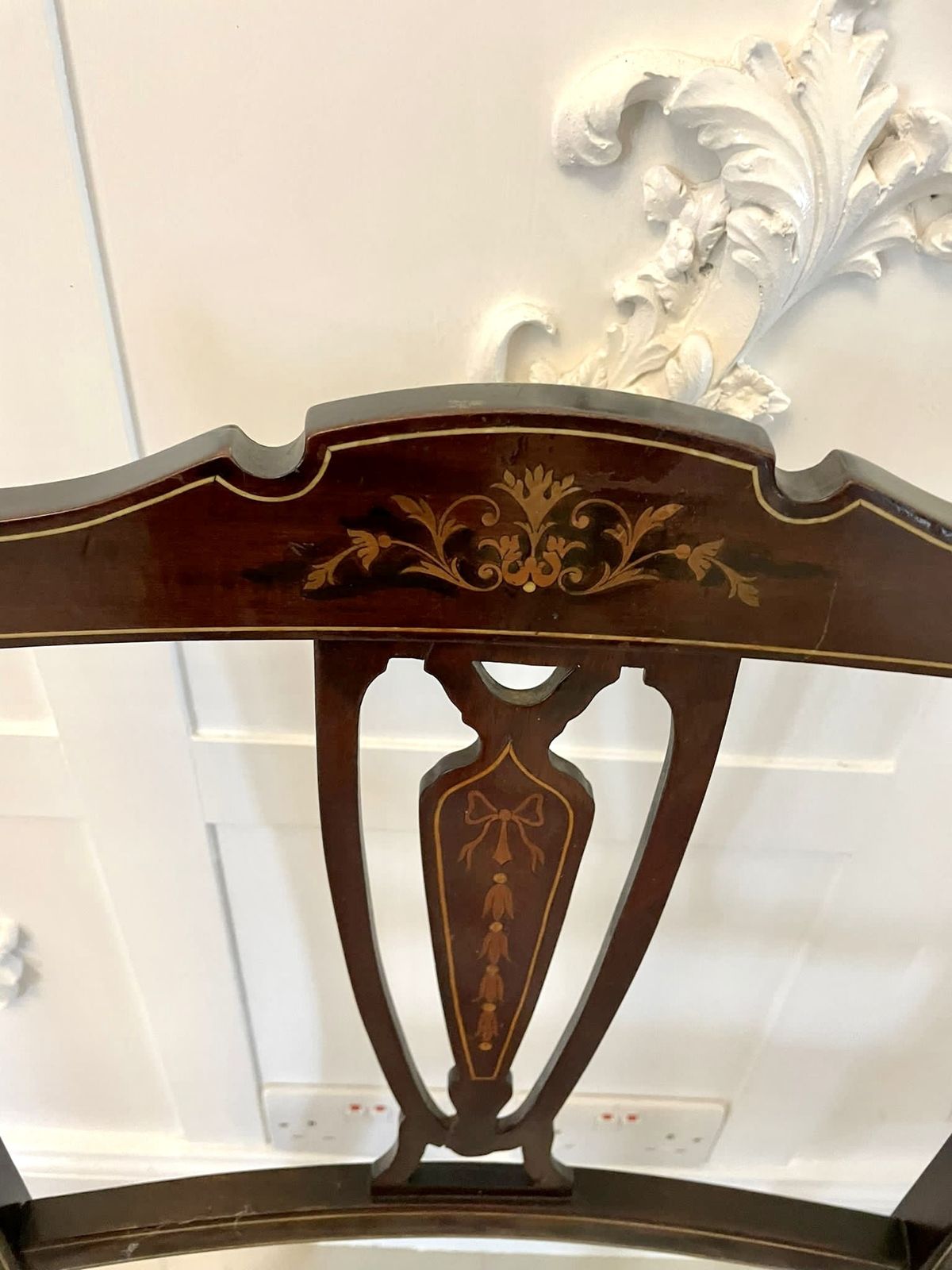 Pair Of Antique Mahogany Inlaid Armchairs photo for sale