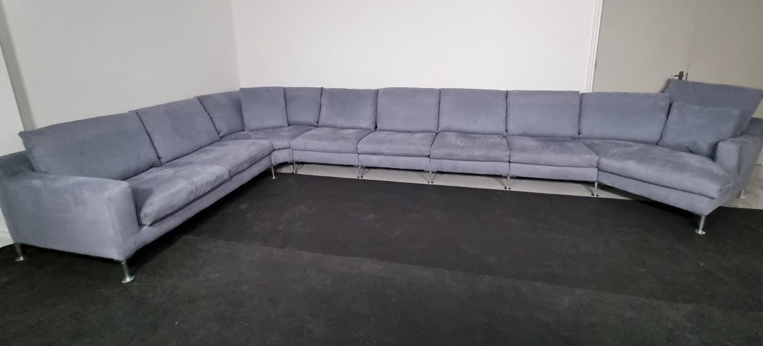 Rare Stunning Colossal Bb Italia Harry Modular Suite In Slate Blue Alcantara Fab