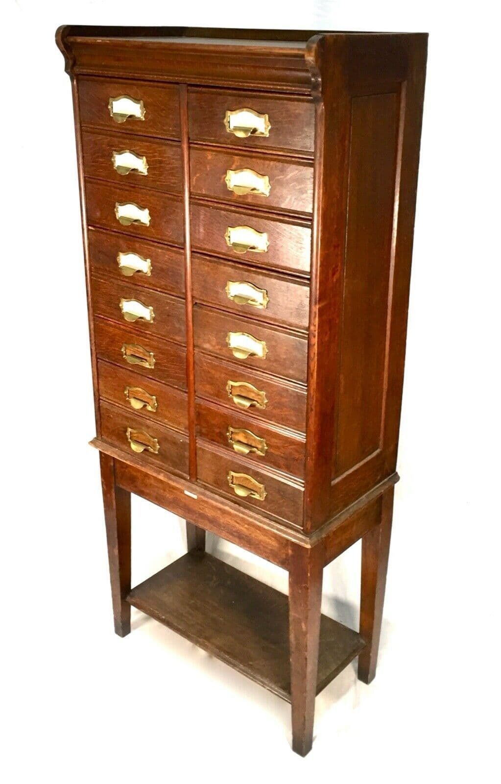 Antique Edwardian Oak Filing Cabinet Cupboard By William Angus & Co, London 1910 photo furniture