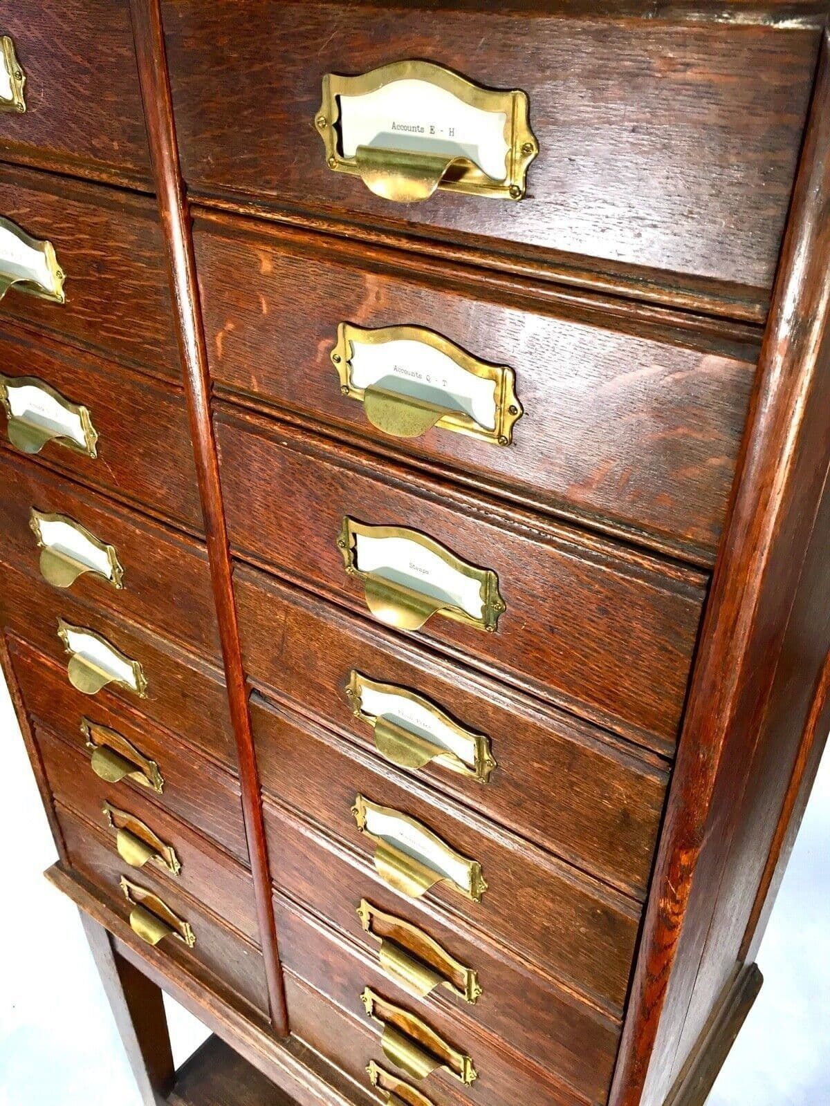 Antique Edwardian Oak Filing Cabinet Cupboard By William Angus & Co, London 1910 photo for sale