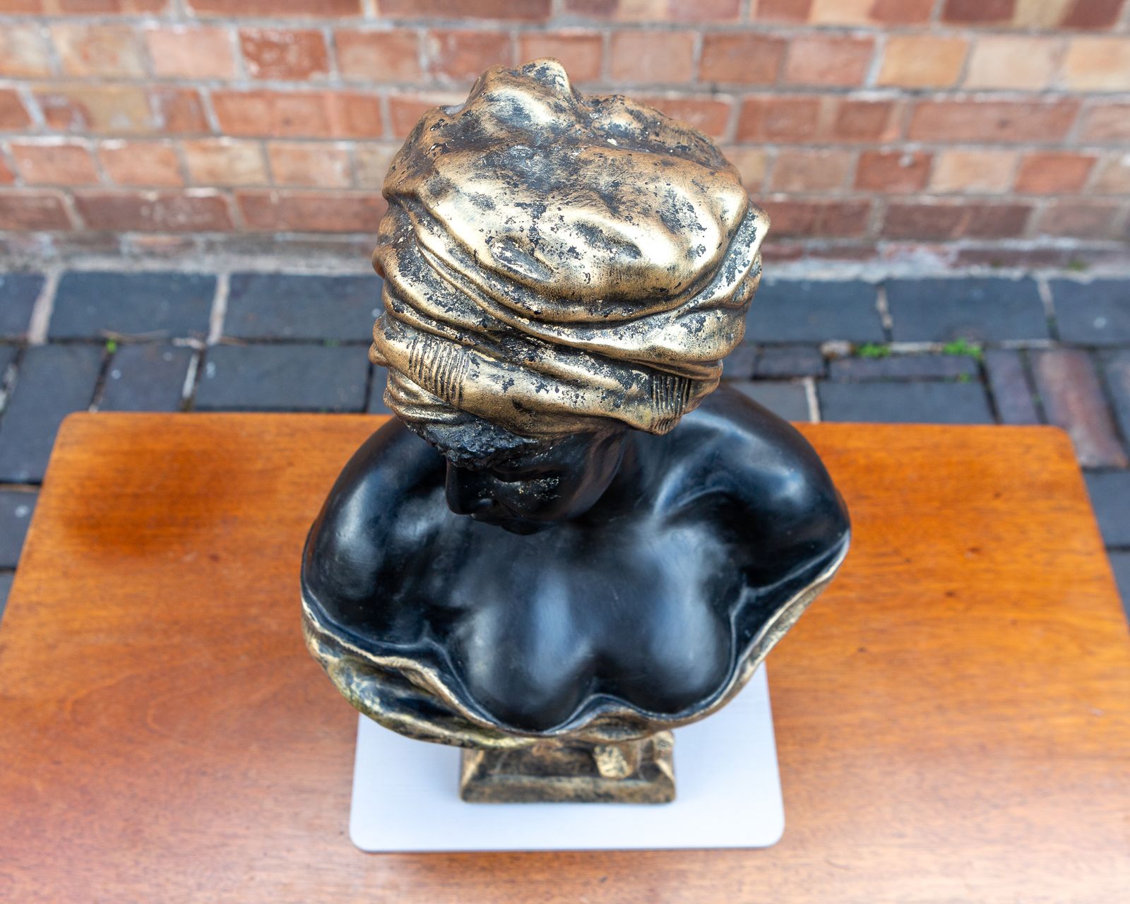 photo vinterior Orientalist Friedrich Goldscheider Bust Terracotta 1800s Large Art Deco Nouveau Bust Sculpture Statue Black Gold