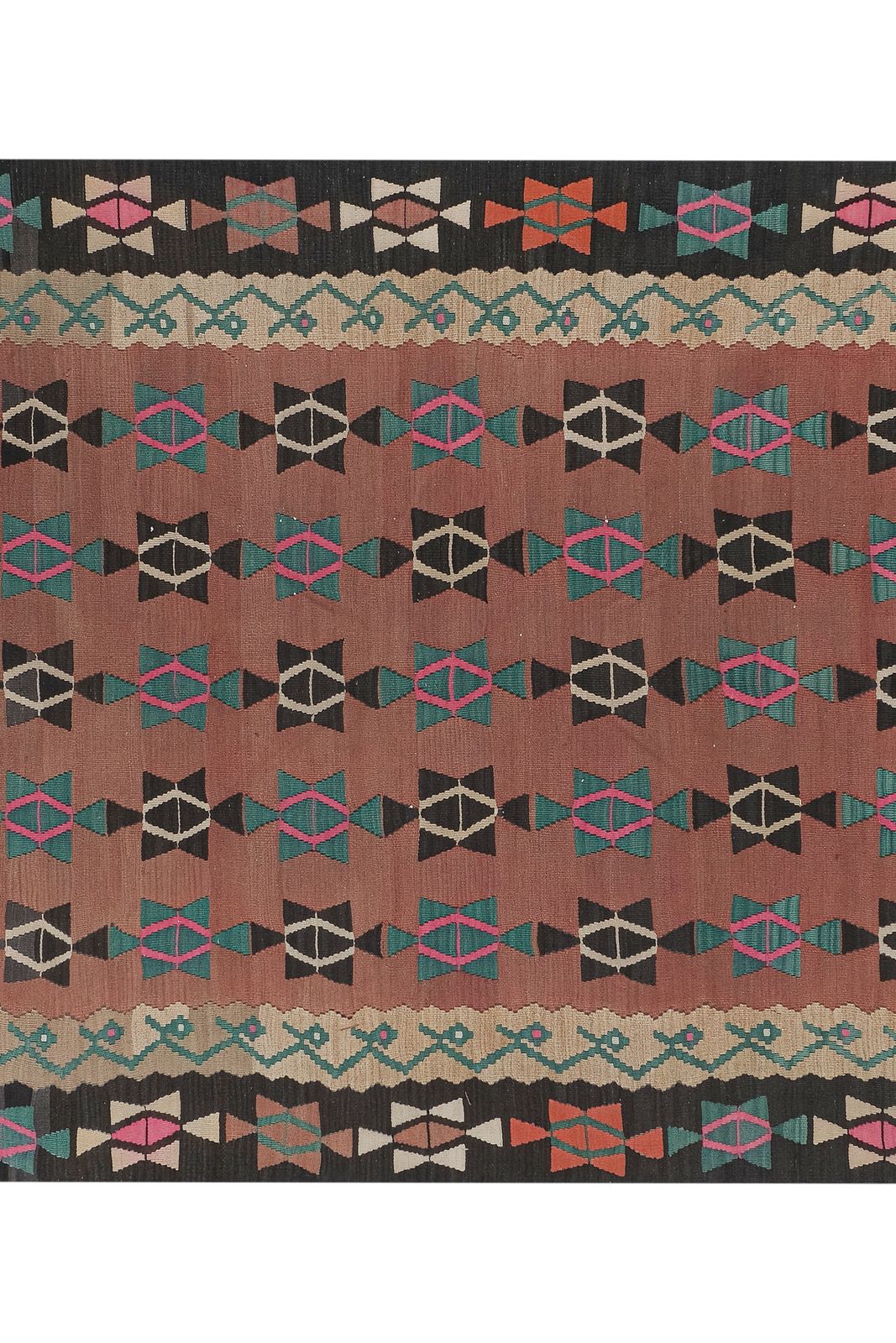 70s Vibrant Colors Striped Design Turkish Kilim Rug photo Textiles