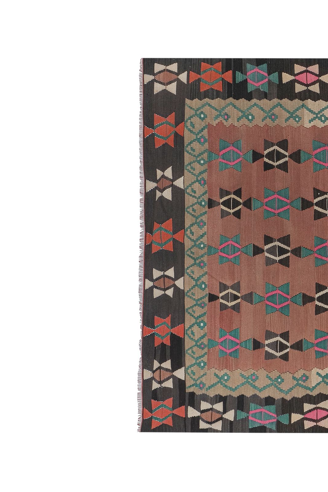 photo for sale 70s Vibrant Colors Striped Design Turkish Kilim Rug