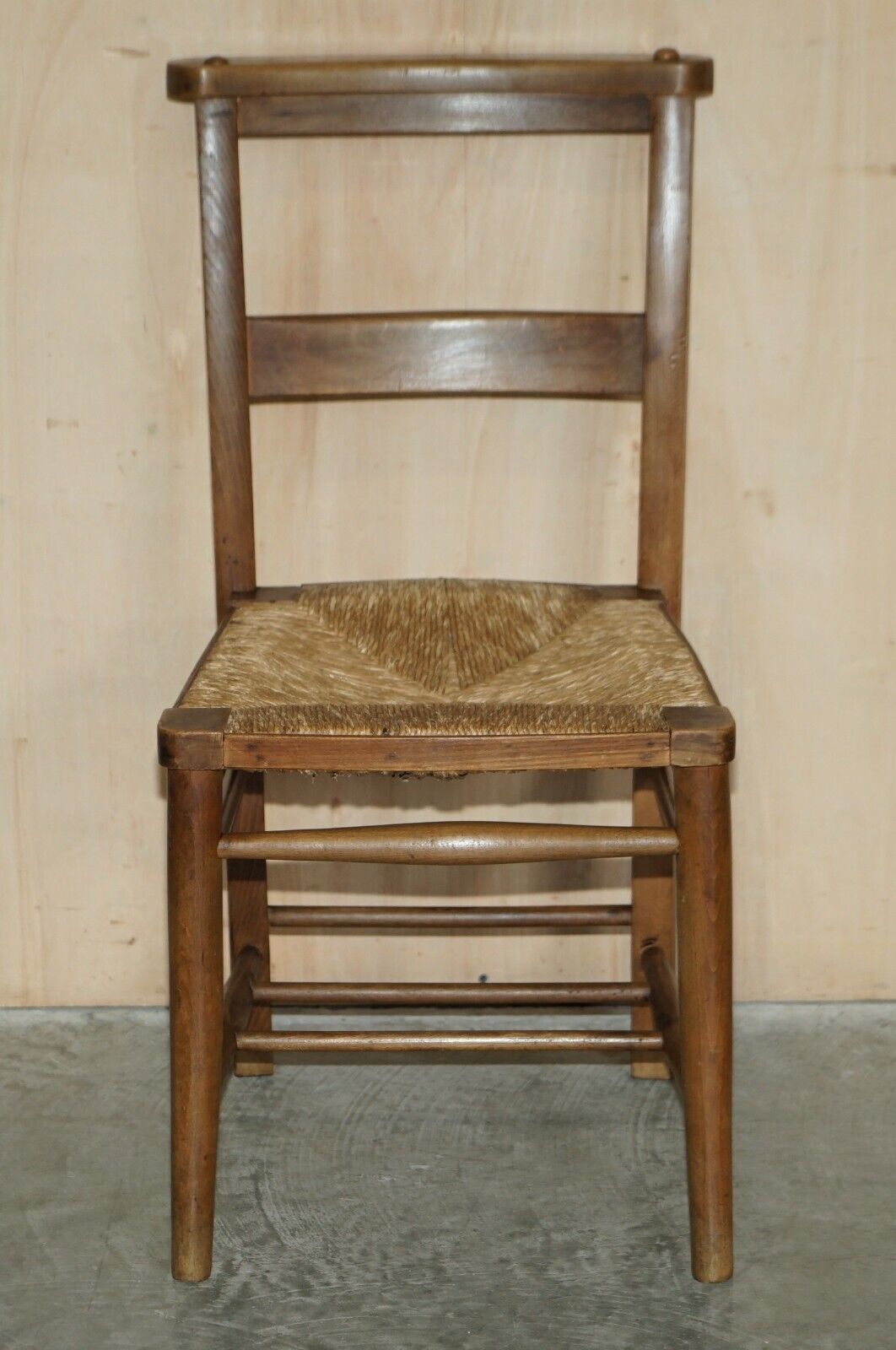 Lovely Suite Of Six Circa 1860 Dutch Ladder Back Oak Rush Seat Dining Chairs 6 photo Furniture