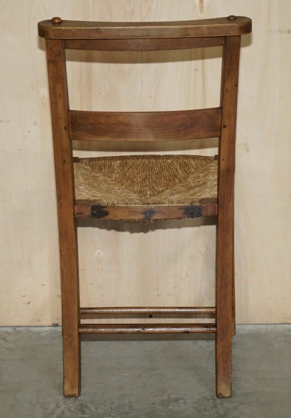 photo for sale Lovely Suite Of Six Circa 1860 Dutch Ladder Back Oak Rush Seat Dining Chairs 6