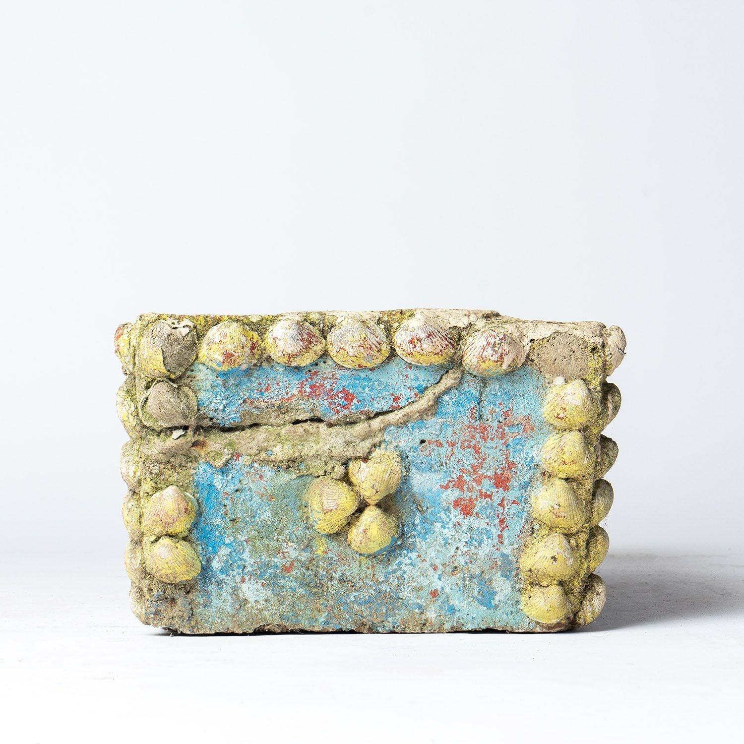 photo for sale Vintage French Painted Cast Stone Sea Shell Planter Jardiniere, C. 1950s Mid Century