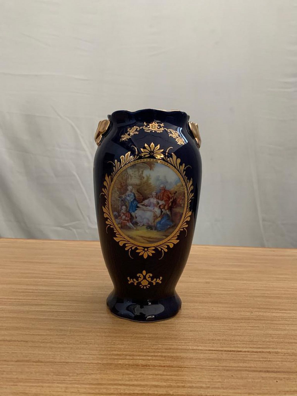 Blue Ceramic Vase With Napoleon III Decoration Late 19th Century photo 279.76