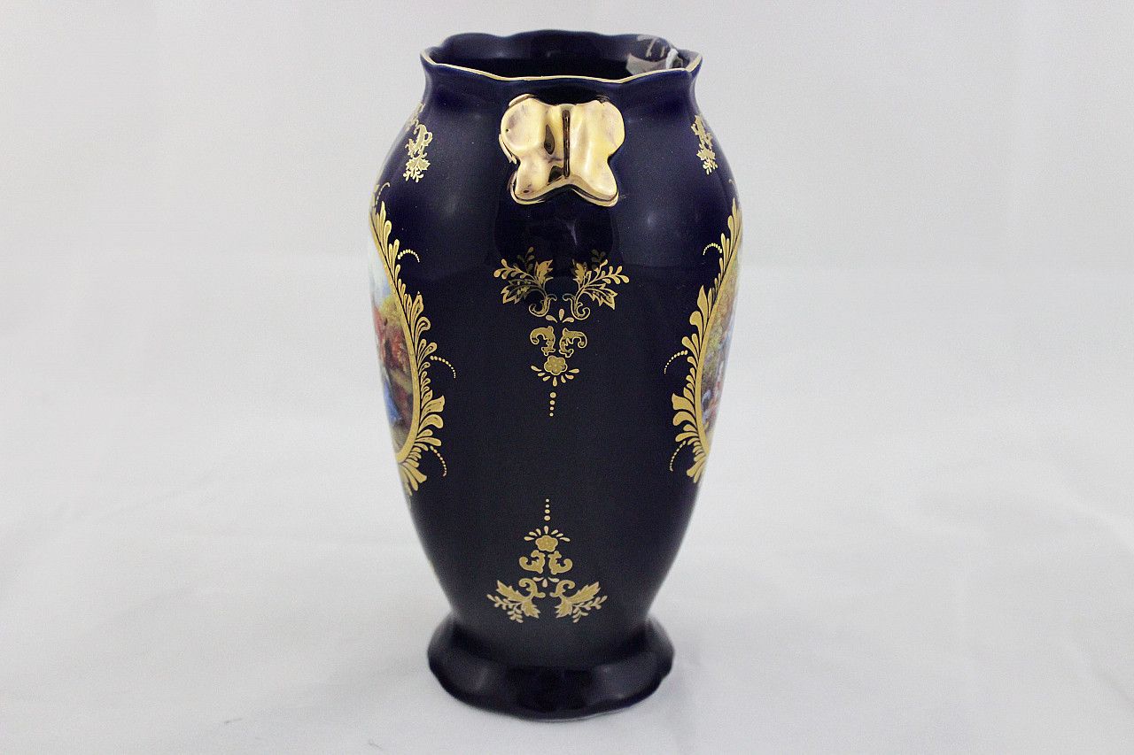 Blue Ceramic Vase With Napoleon III Decoration Late 19th Century photo vinterior