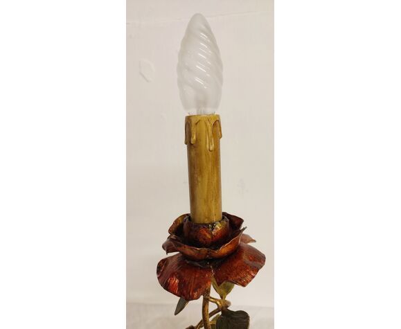 Table Lamp In Wrought Iron And Gold Leaf France 1950s photo 427.0
