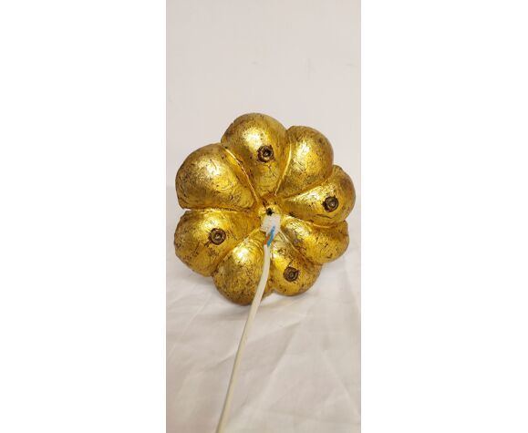 Table Lamp In Wrought Iron And Gold Leaf France 1950s photo vinterior