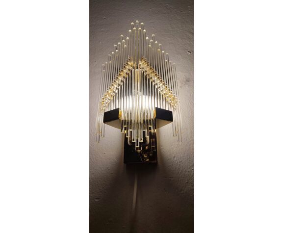Wall Lamp In Methacrylate And Metal Italy 1980s photo vintage