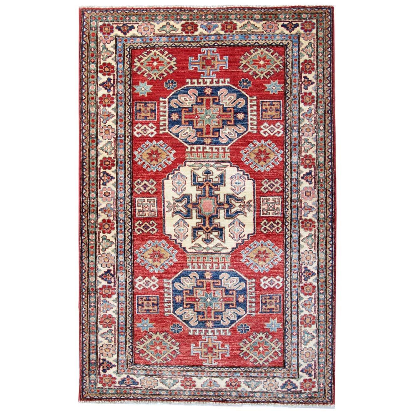Oriental Rugs, Handmade Carpet Red Kazak Rugs For Sale