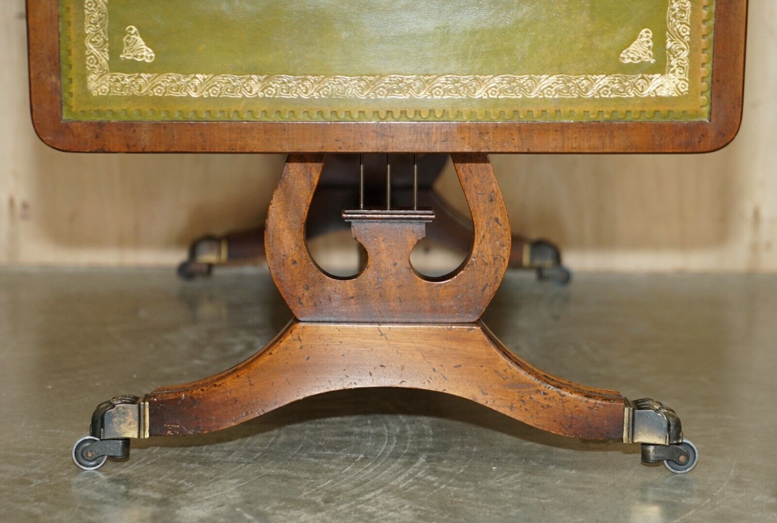 Very Large Vintage Bevan Funnell Extending Green Leather Coffee Cocktail Table photo vintage