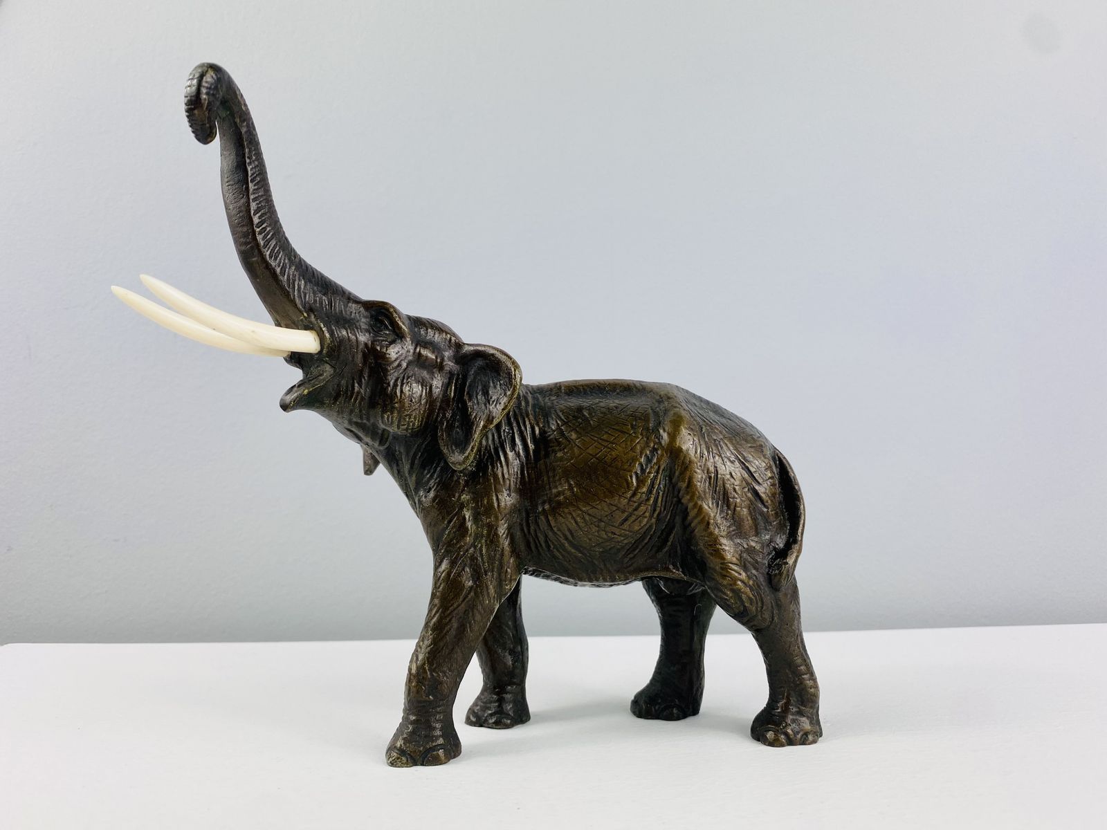 Sculpture Of A Bronze Elephant With Trunk Extended, Made In Austria Circa 1900. photo vinterior