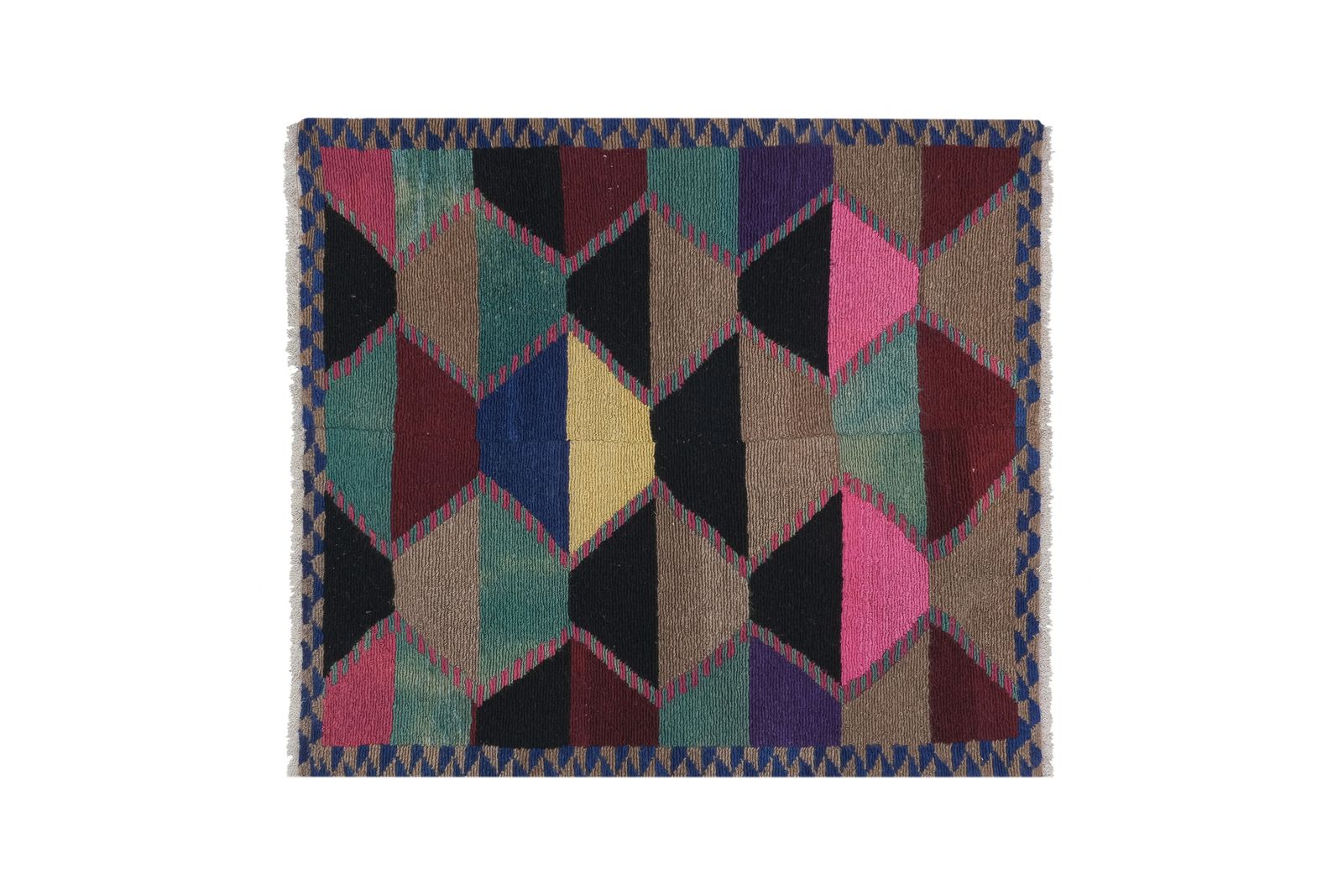 Turkish Colorful Checkered Tulu Rug 4'1'' X 4'8'' photo buy