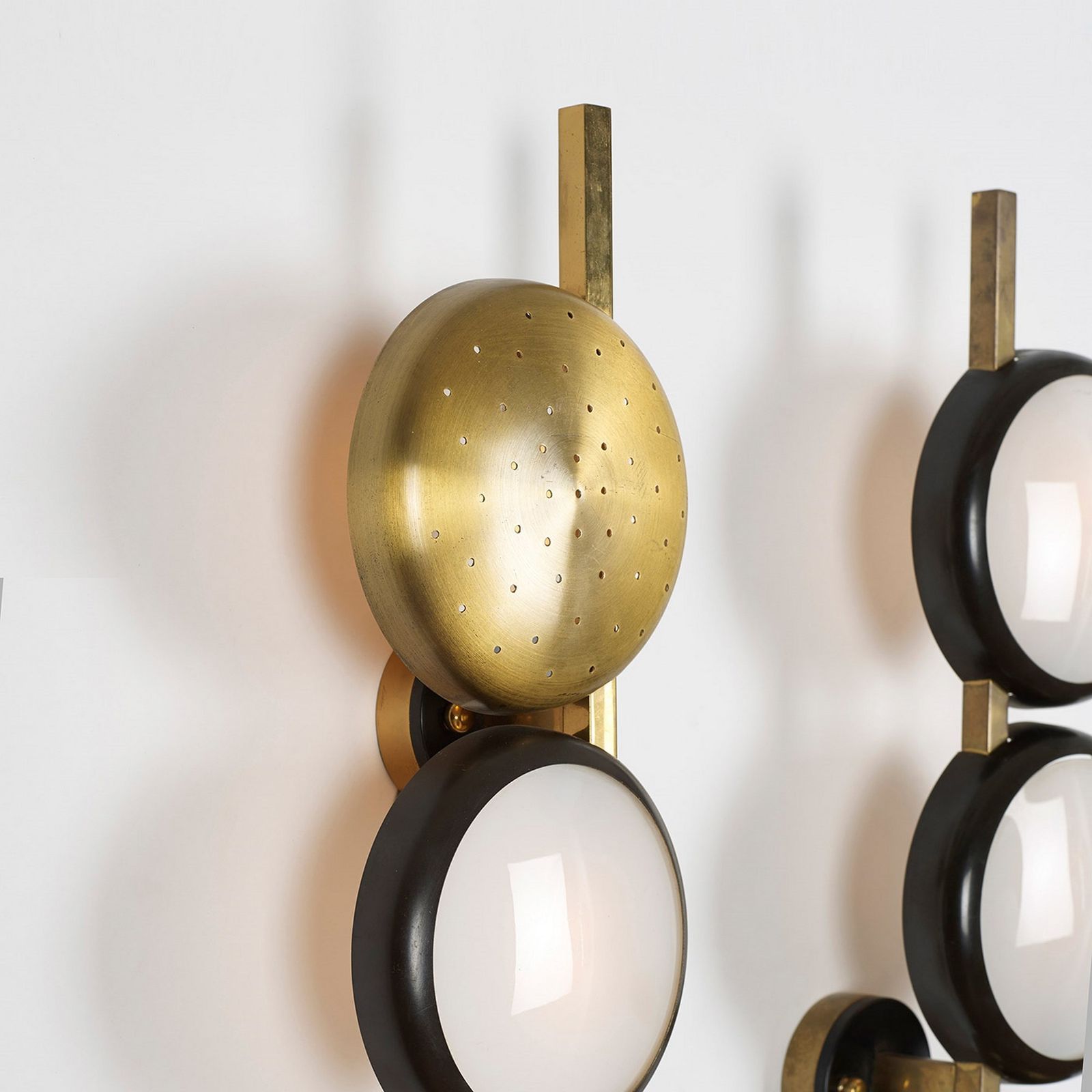 Pair Of Mid Century Modern Wallights By Oscar Torlasco (1934 2004) For Lumi photo Lighting