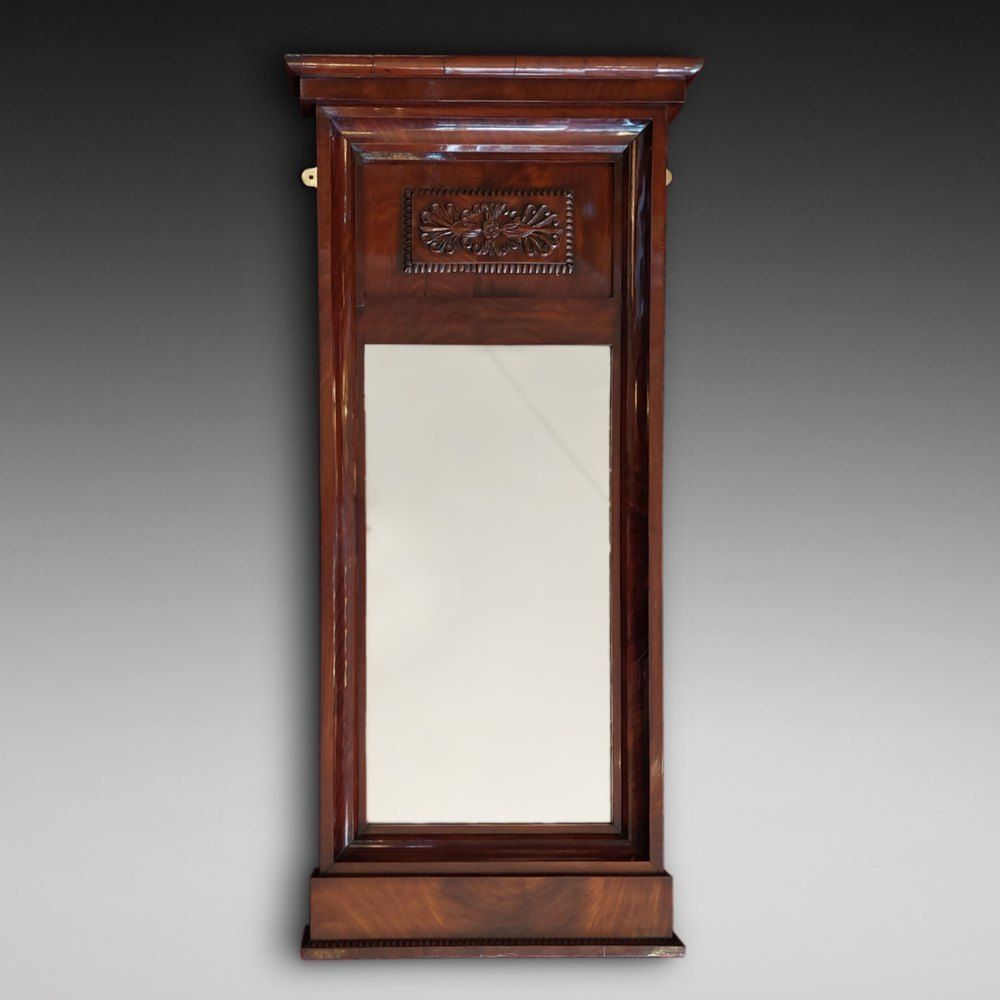 Early19thc Biedermeier Mahogany Framed Pier Mirror