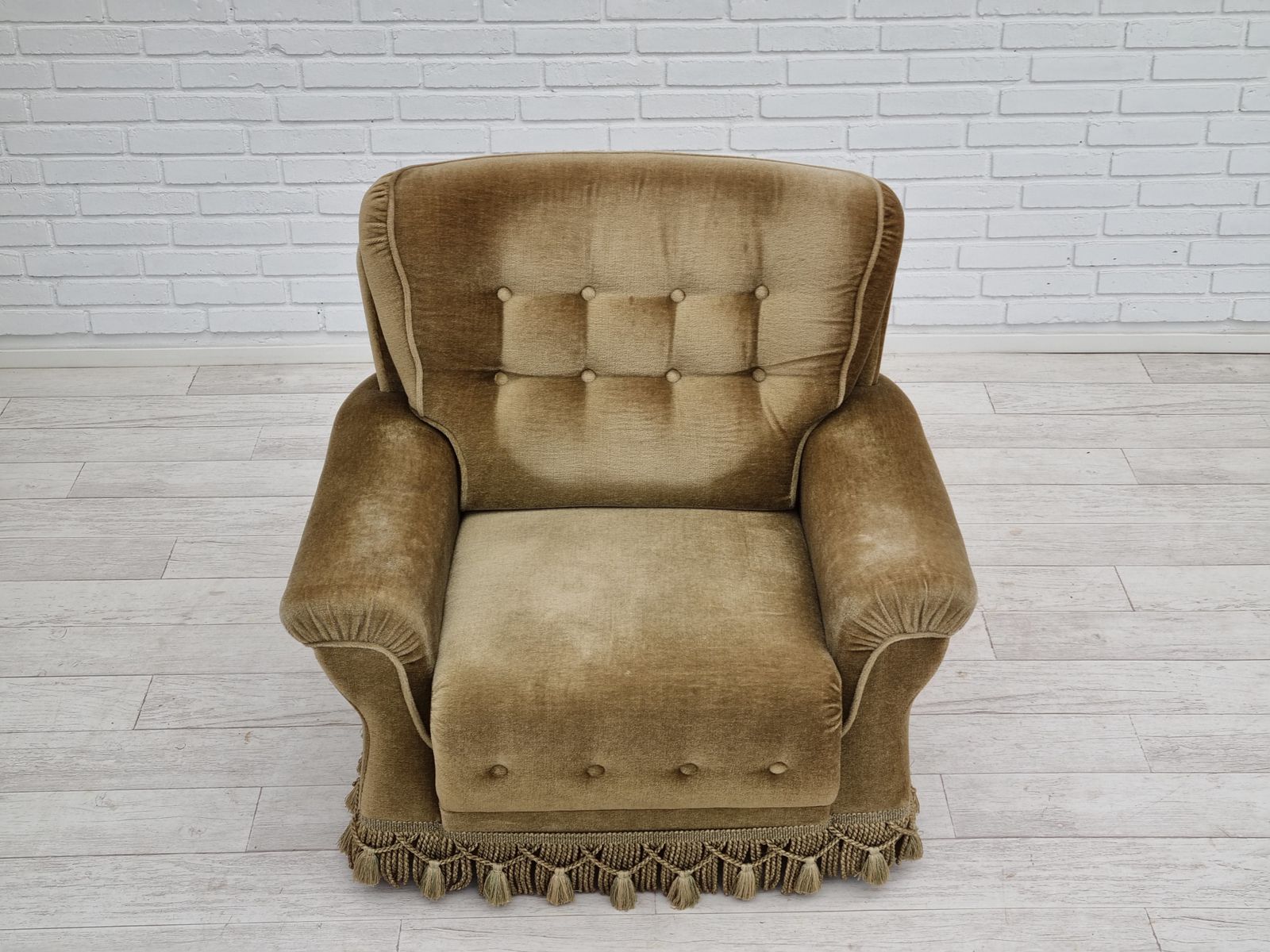 photo for sale 1970s, Danish Vintage Club Chair,  Original Velour Upholstery