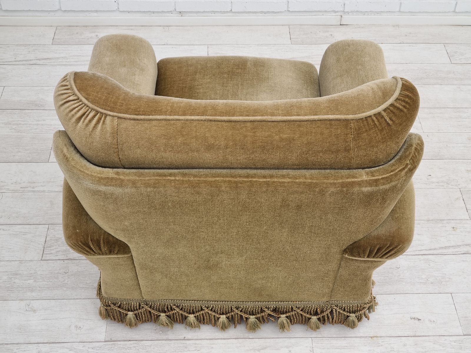 photo buy 1970s, Danish Vintage Club Chair,  Original Velour Upholstery
