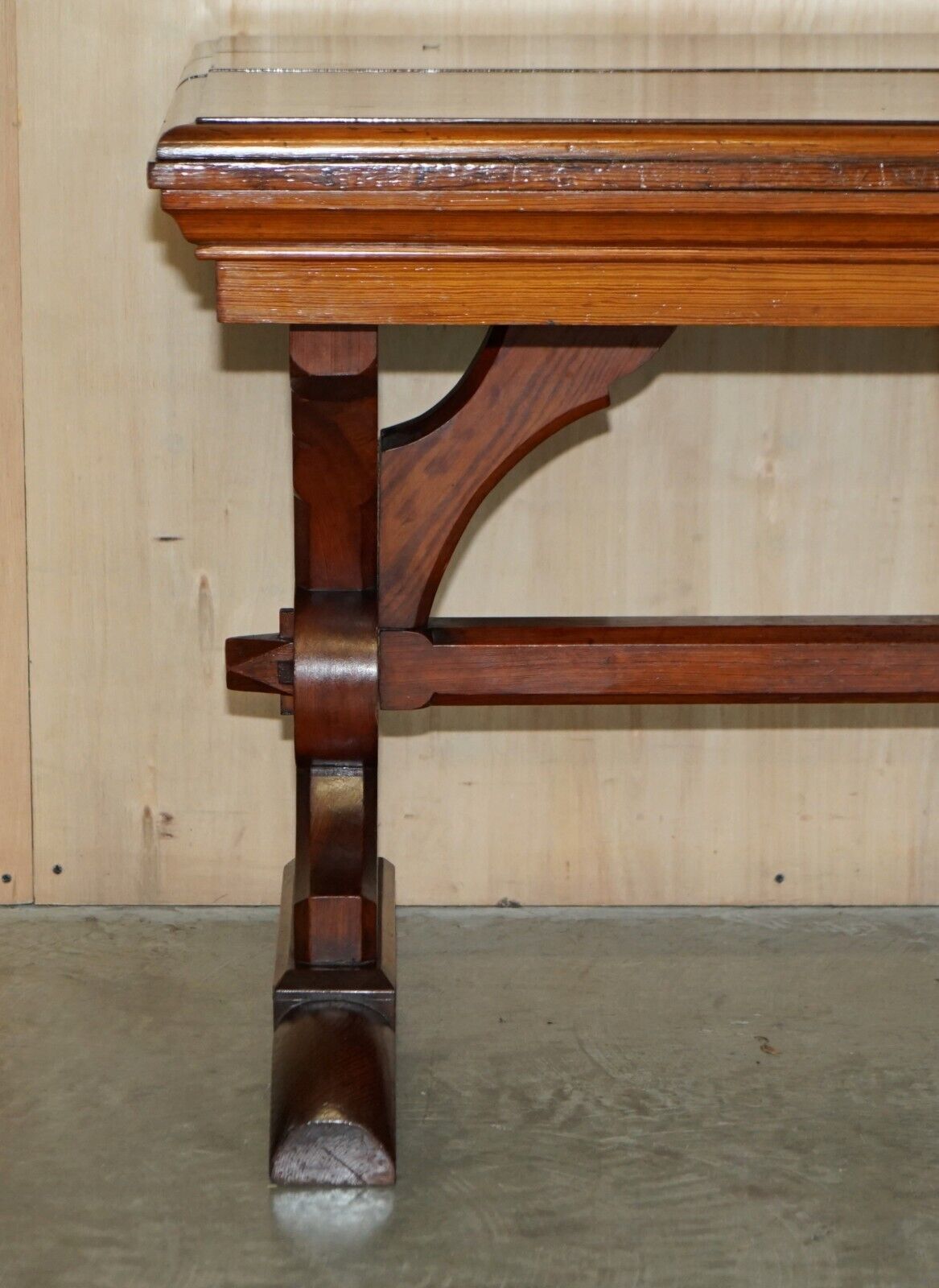 Antique Gothic Style English Oak Victorian Library Table Desk Dining Table photo for sale