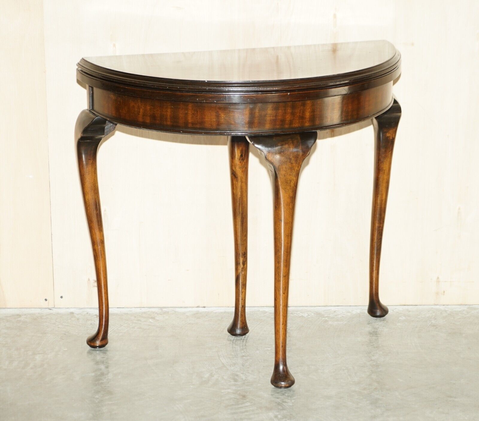 Fine Antique Mahogany Circa 1880 Console Games Demi Lune Card Table Unfolds photo furniture