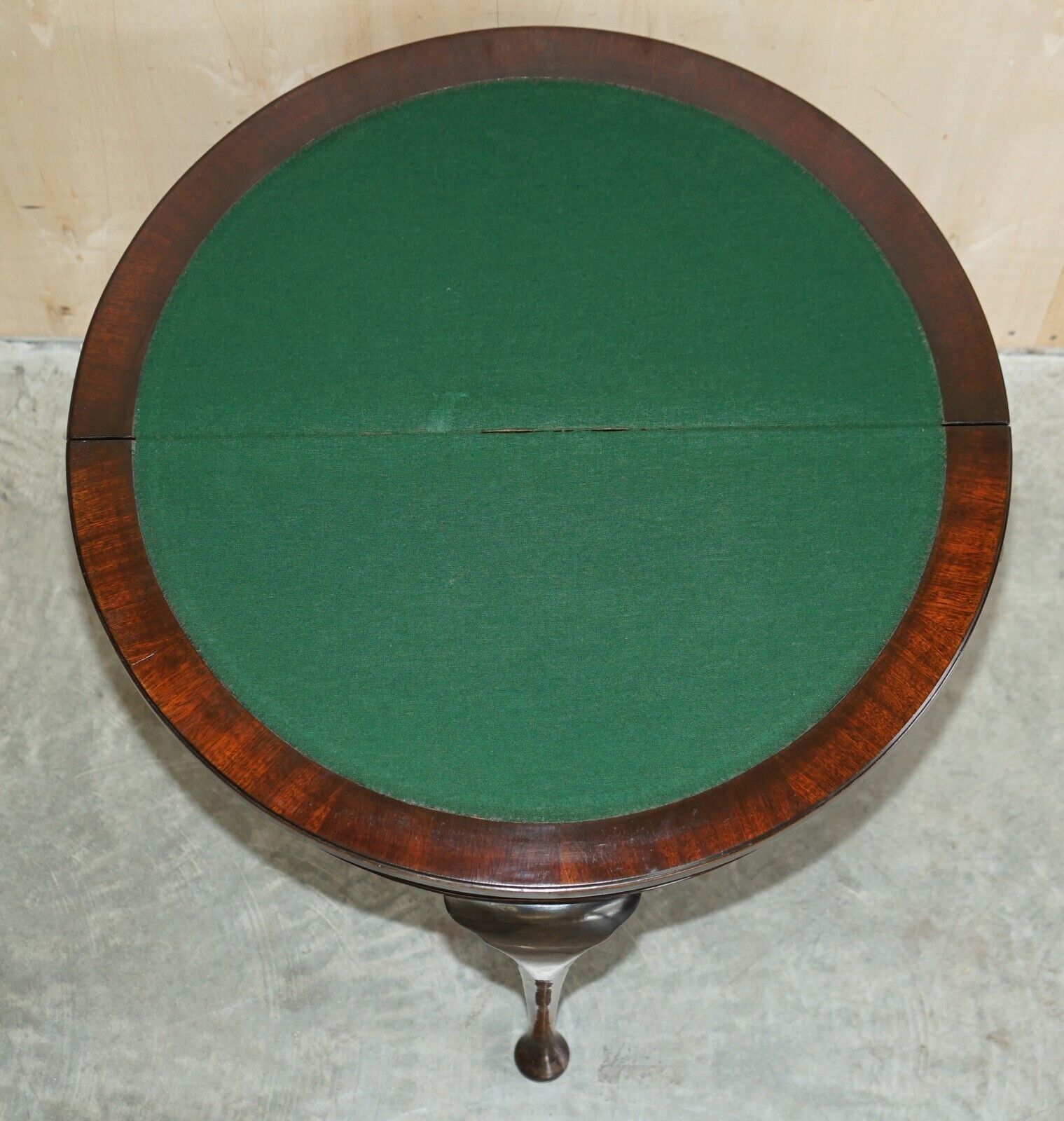 Furniture Fine Antique Mahogany Circa 1880 Console Games Demi Lune Card Table Unfolds photo