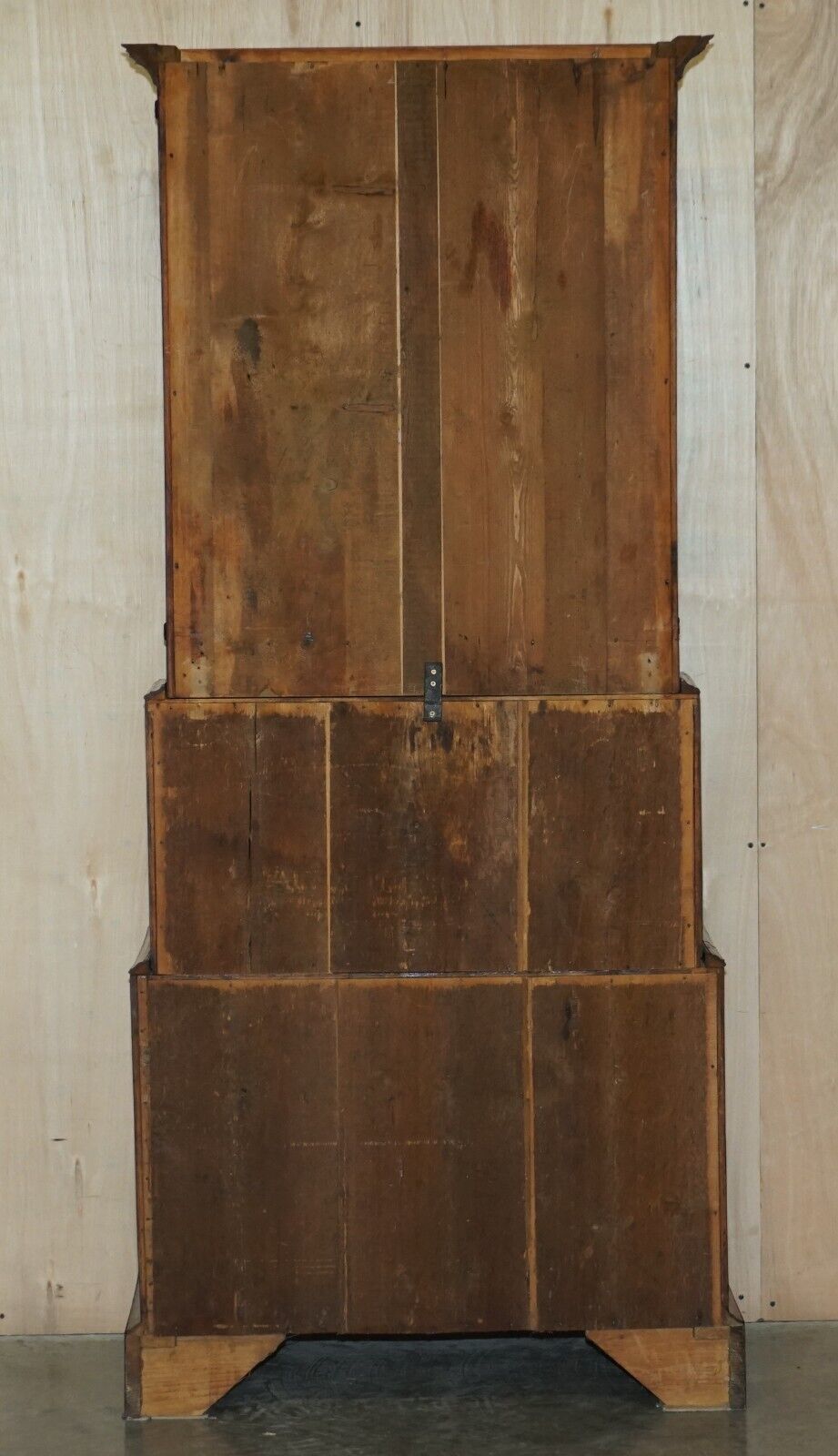 Fine Antique Georgian Circa 1780 Oyster Venner Bureau Bookcase Chest Of Drawers photo vinterior