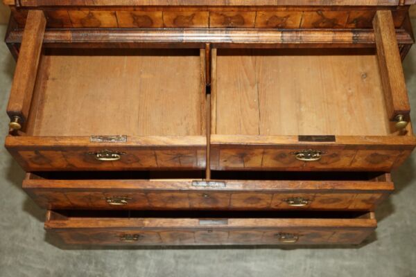 15000.0 Fine Antique Georgian Circa 1780 Oyster Venner Bureau Bookcase Chest Of Drawers photo