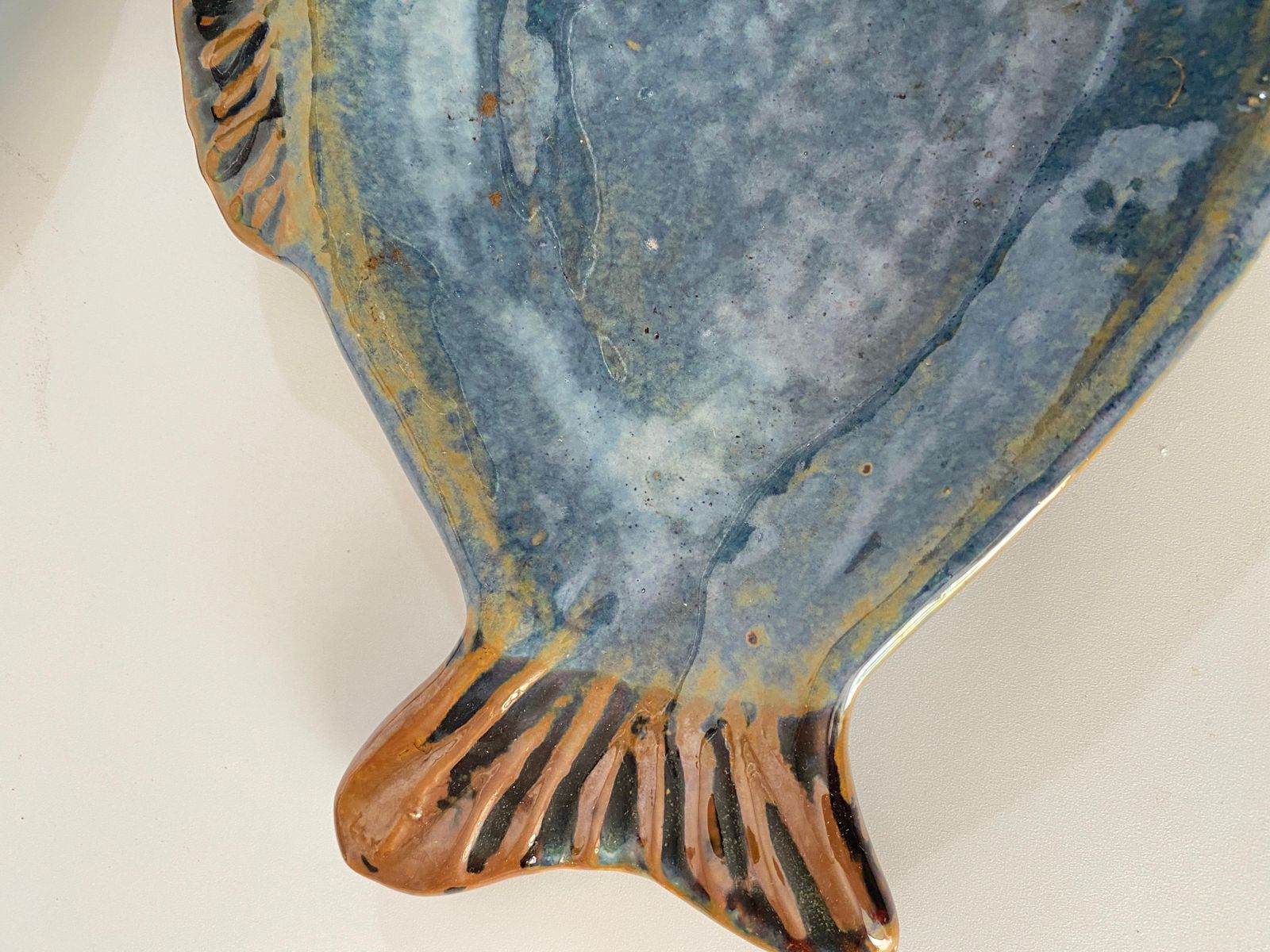 Pair Of Ceramic Platters Or Vide Poche, In Blue And Grey Color, From France 1960 photo 485.0