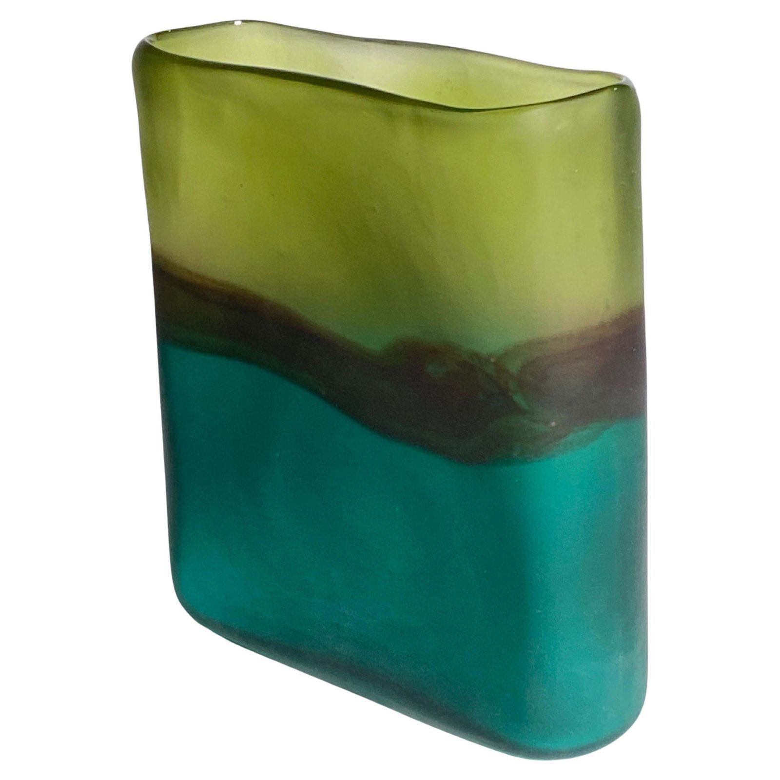 Italian Art Glass Vase Blue And Green Color Italy Circa 1970