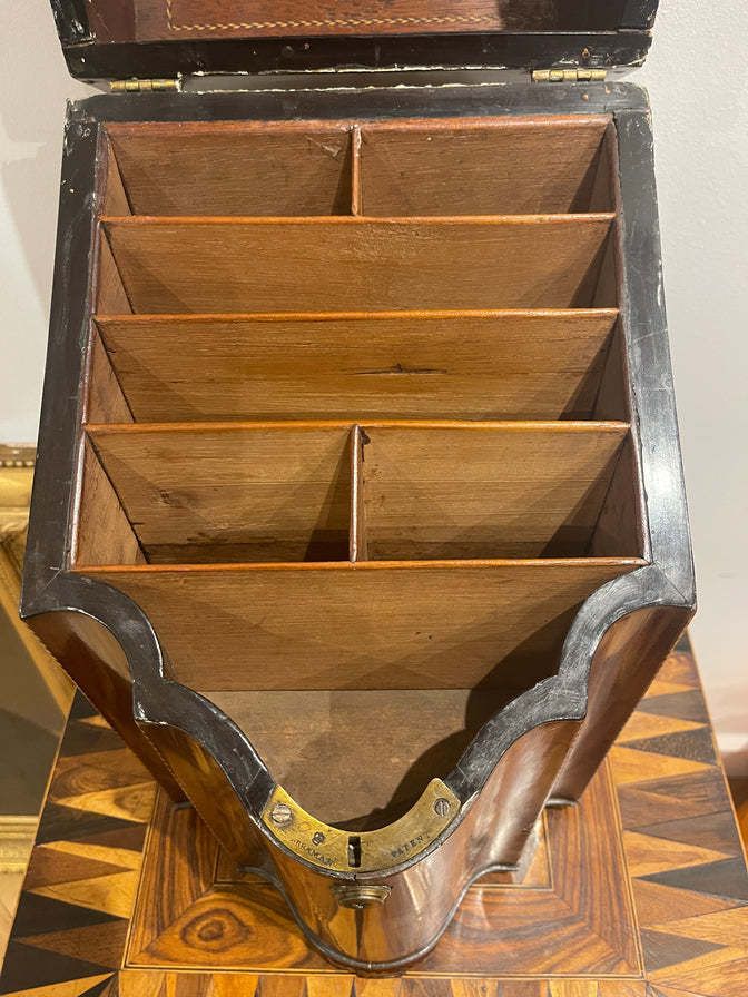 photo furniture An Exceptional Quality Early Georgian Flame Mahogany Serpentine Tulip Wood Banded Cutlery Box Circa 1788