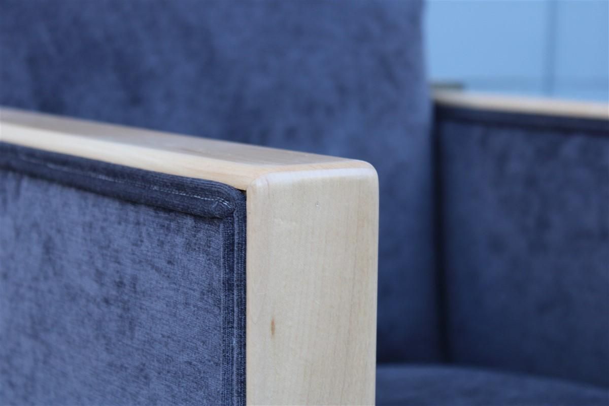 photo for sale Art Decò Cockpit Armchairs In Maple Birch Burl 1930 Gray Velvet Italian Design