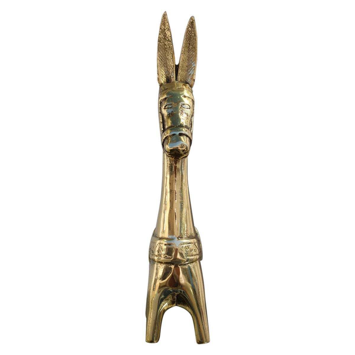 Donkey Sculpture In Solid Gold Brass Mid Century Italian Design, 1950s