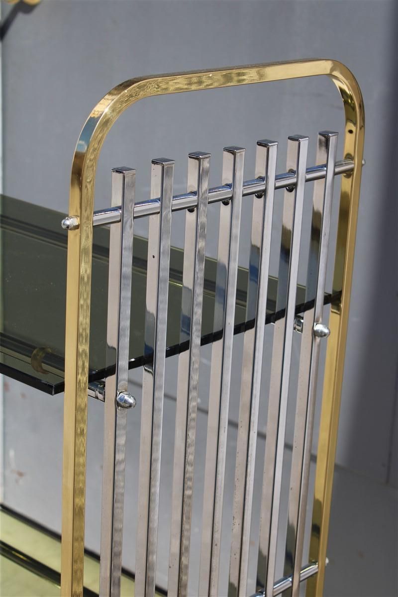 Romeo Rega 1970s Italian Shelf In Brass And Chrome Minimalist Glass Shelves photo for sale